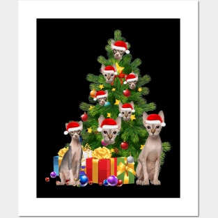 Sphynx Cat Christmas Tree T-Shirt Posters and Art